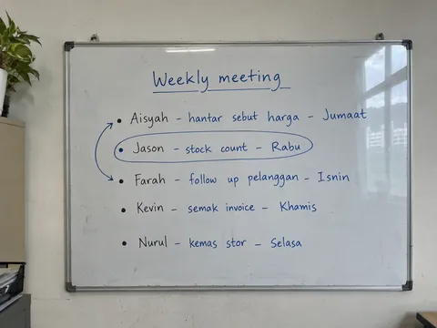 Team meeting notes on a whiteboard, ready to turn into minutes.