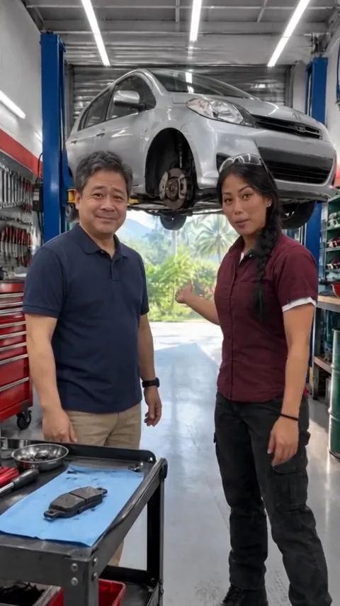 Workshop video showing a mechanic demonstrating an engine oil check